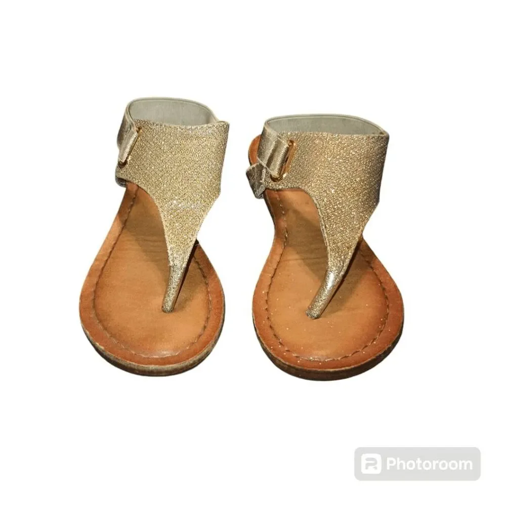 Nora Gold Sparkle Slingback Flip Flop Sandals Toddler Sz 11